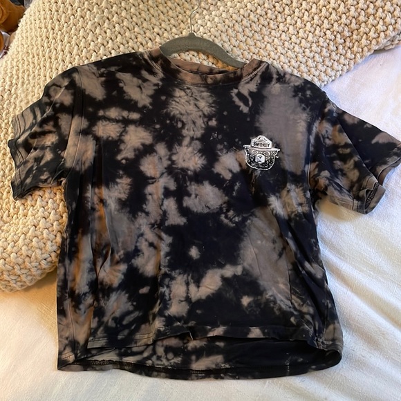 Target Tops - -Smokey Bear logos -Bleach dyed effect